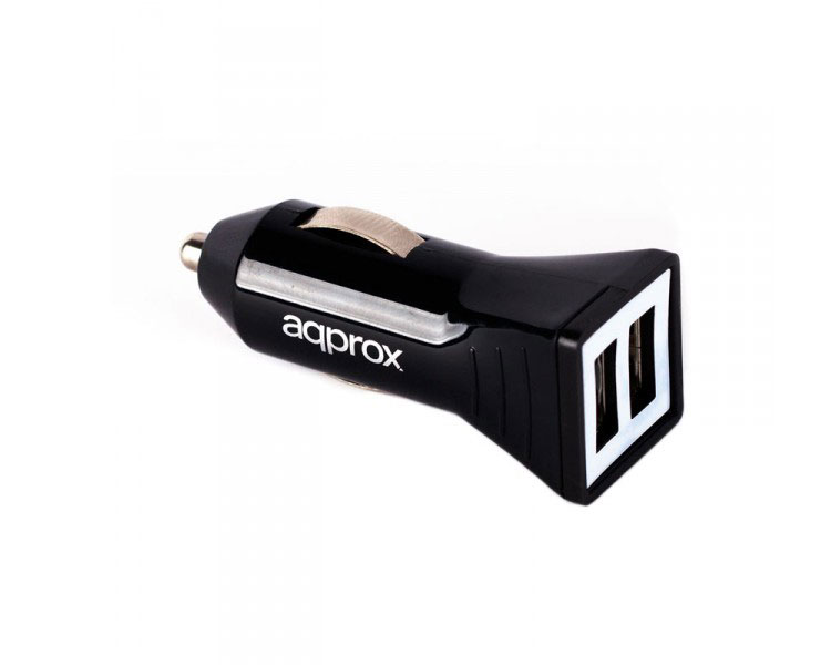 CARGADOR USB DUAL PARA COCHE 3.1A NEGRO APPROX