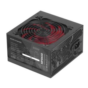 FUENTE DE ALIMENTACION MARS GAMING MPIII 650W, EFICIENCIA 85% PFC ACTIVO VENT 12x12 14db HASW