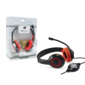 HEADSET CONCEPTRONIC CHATSTAR2U2R USB MICROFONO FLEXIBLE CONTROL DE VOLUMEN COLOR NEGRO / ROJO CCHAT