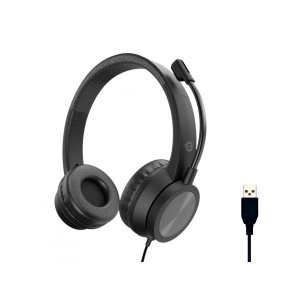 HEADSET CONCEPTRONIC POLONA05B CONEXION USB-A MICROFONO FLEXIBLE CONTROL VOLUMEN REDUCCION DE RUIDO