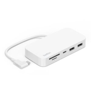 HUB USB-C BELKIN INC011BTWH A 2xUSB-A 1xUSB-C 1xGb RJ45 1xLECTOR SD/MICROSD CON SOPORTE DE MONTAJE
