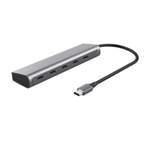 HUB USB-C TRUST HALYX 25136 ALUMINIO USB-C A 4 PUERTOS USB-C Y 1 USB-C PASS-THROUGH DE 100W 25136