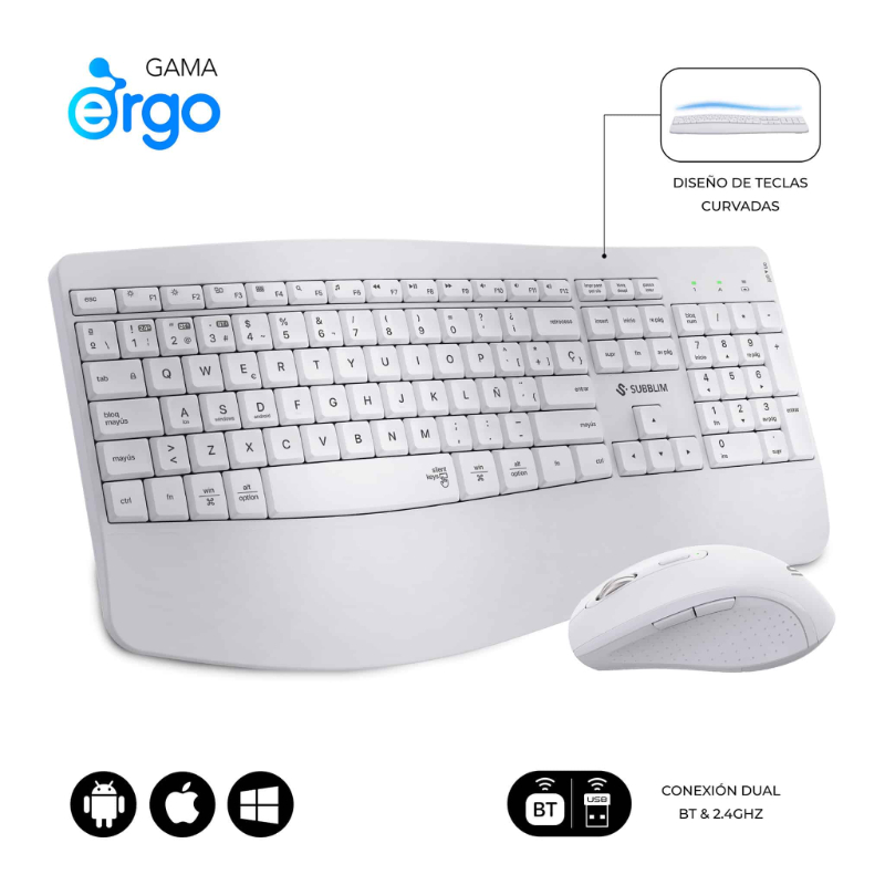 TECLADO + RATON OFFICE PROWAVE WIRELESS BLANCO SUBBLIM