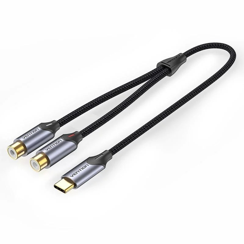 CONVERSOR USB-C/M A 2x RCA/H 1.5 GRIS VENTION