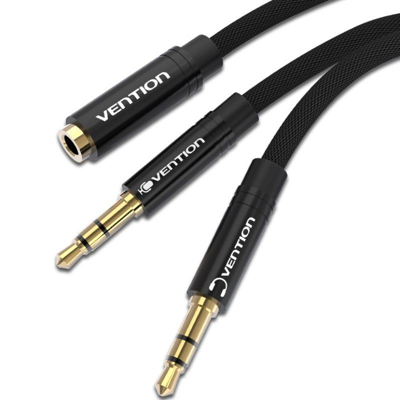 CABLE AUDIO ESTEREO 2xJACK 3.5/M JACK 3.5/H 1 M NEGRO VENTION