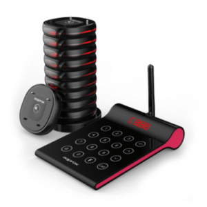 KIT AVISADOR DE CLIENTES APPROX 10 AVISADORES RANGO 400m 32h DE BATERIA TRANSMISOR TACTIL 4 DIGITOS