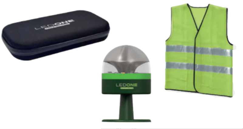 KIT CHALECO + FUNDA + LUZ DE EMERGENCIA LED ONE