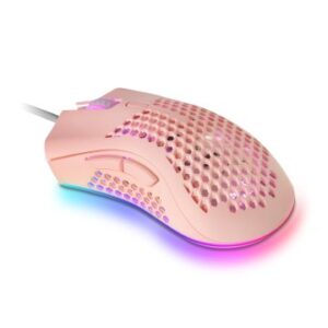 MOUSE MARS GAMING RGB MMEX DISE¾O HIVE PINK 32Kdpi PIXART 3389PRO SWITCH SUPERFICIE PERFORADA ILUMIN