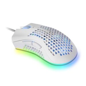 MOUSE MARS GAMING RGB MMEX DISE¾O HIVE WHITE 32Kdpi PIXART 3389PRO SWITCH SUPERFICIE PERFORADA ILUMI