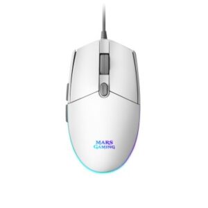 MOUSE MARS GAMING RGB MMG WHITE 3200DPI 6 BOTONES ILUMINACION FLOW SWITCHES HUANO