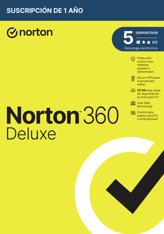 NORTON 360 DELUXE 50GB ES 1 USER 5 DEVICE 12MO