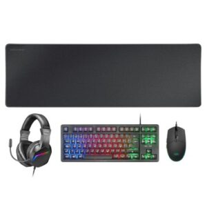 TECLADO MOUSE HEADSET Y ALFOMBRILLA MARS GAMING MCPRGB3PT PORTUGUES NEGRO TECLADO TKL H-MECH