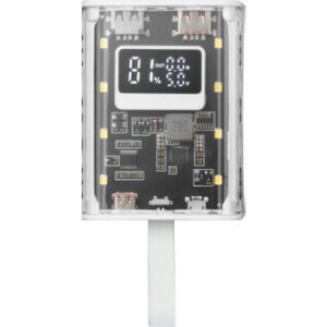 POWERBANK MARS GAMING 10000mAh 1xUSB-C PD 2xUSB-A 1xMicroUSB LINTERNA DISEÑO TRANSPARENTE Y BLANCO