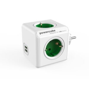 POWERCUBE ORIGINAL  2 USB 5 TOMAS DE CORRIENTE.  REGLETA COLOR WHITE/GREEN