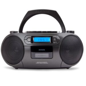 RADIO CD BLUETOOTH PORTABLE AIWA BOOMBOX BBTU-550 BLACK 6W RMS BT RADIO FM MP3 CASETES Y USB