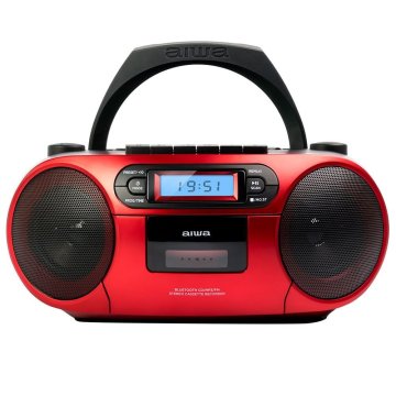 RADIO CD BLUETOOTH PORTABLE AIWA BOOMBOX BBTU-550 ROJO 6W RMS BT RADIO FM MP3 CASETES Y USB