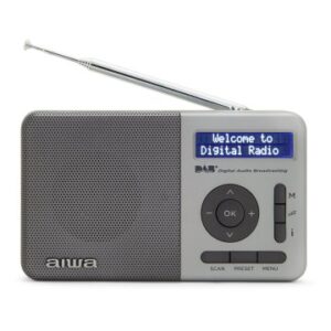 RADIO DIGITAL CON ALTAVOZ AIWA RD-40DAB/SL 50 MEMORIAS RELOJ DIGITAL ALTAVOZ 2" BATERIA 3.7V 2000mAh