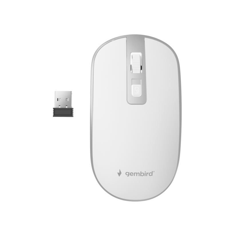 RATON GEMBIRD OPTICAL WHITE SILVER RF INALAMBRICO PILAS