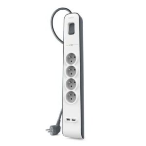REGLETA ALIMENTACION BELKIN BSV401VF2M DE PROTECCIÓN CONTRA SOBRETENSIONES 4 TOMAS + 2 PUERTOS USB (