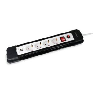 REGLETA ALIMENTACION EQUIP CON 4 TOMAS CABLE DE RED DE 1.5 METROS + 2 PUERTOS USB PROTECCION SOBRECA