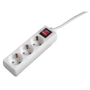REGLETA ALIMENTACION HAMA CON 3 TOMAS INTERRUPTOR 1,4m COLOR BLANCO