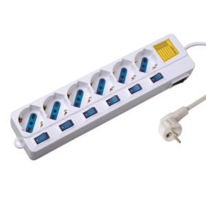 REGLETA EWENT 6 TOMAS SHUKO 16A CON INTERRUPTOR ON/OFF 1.5M BLANCA