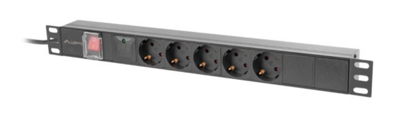 REGLETA LANBERG 1U 16A RACK 19 5X SOCKET SCHUKO NEGRO 2M