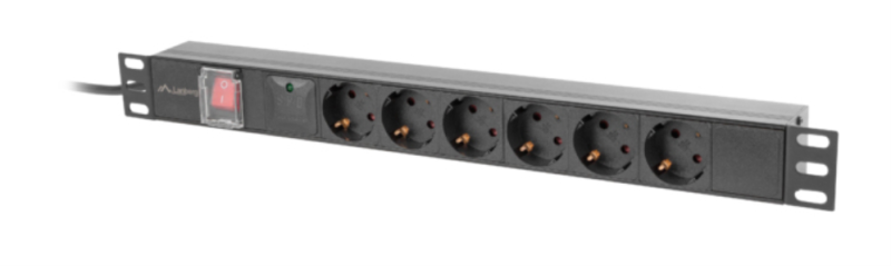 REGLETA LANBERG 1U 16A RACK 19 6X SOCKET SCHUKO NEGRO 2M