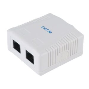 ROSETA DE SUPERFICIE CATEGORIA 5e 2 HEMBRAS RJ45 COLOR BLANCO