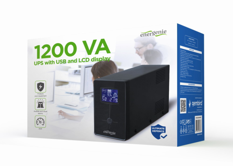 SAI GEMBIRD CON USB Y DISPLAY LCD 1200 VA NEGRO