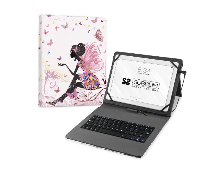 FUNDA + TECLADO TABLET KEYTAB USB HADAS SUBBLIM