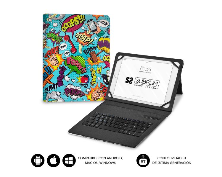 FUNDA + TECLADO TABLET KEYTAB PRO BT TRENDY COMIC SUBBLIM