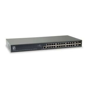 SWITCH GESTIONABLE LEVELONE L3 GEP-2681 26P 24xGb PoE 2x RJ45/SFP 185W