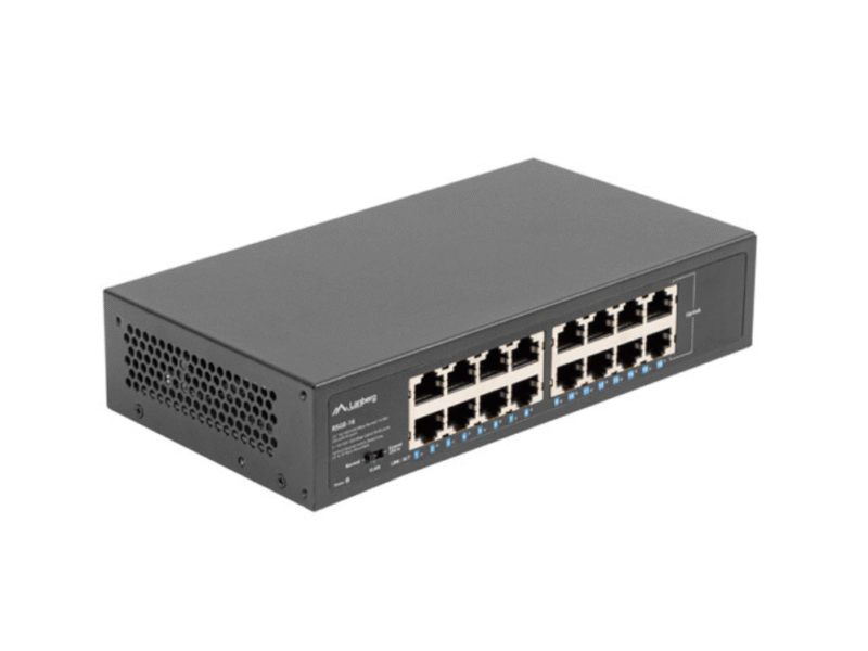 SWITCH LANBERG 16 PUERTOS GIGABIT ETHERNET RACK 10"/19"