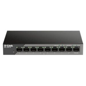 SWITCH NO GESTIONABLE D-LINK DSS-100E-9P POE (130W BUDGET) HASTA 250m 8PTOS 10/100 + 1P GIGA UPLINK