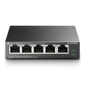 SWITCH NO GESTIONABLE TP-LINK SG1005P 5P GIGA 4P POE (56W) SOBREMESA NO RACK CARCASA METALICA