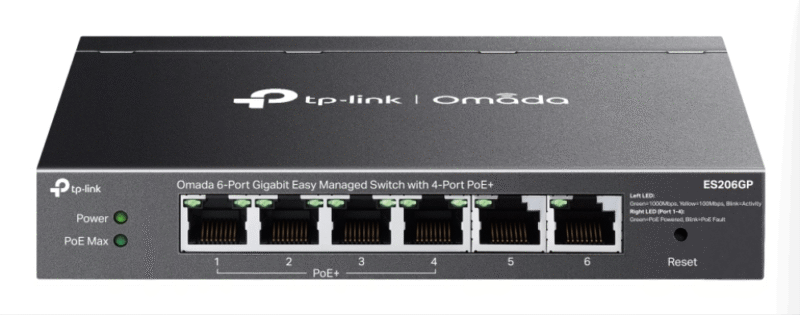 SWITCH OMADA EASY MANAGED 6 PUERTOS GIGABIT 4 PUERTOS POE+