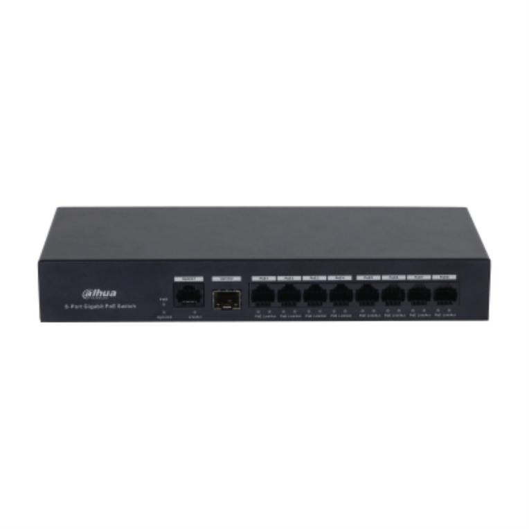 SWITCH POE 8 PUERTOS GIGABIT 1RJ45 UPLINK GIGABIT 1SFP 65W NO GESTIONABLE