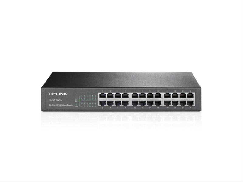 SWITCH NO GESTIONABLE TP-LINK SF1024DS 24P ETHERNET CARCASA METALICA 13" RACK (KIT DE MONTAJE NO INC