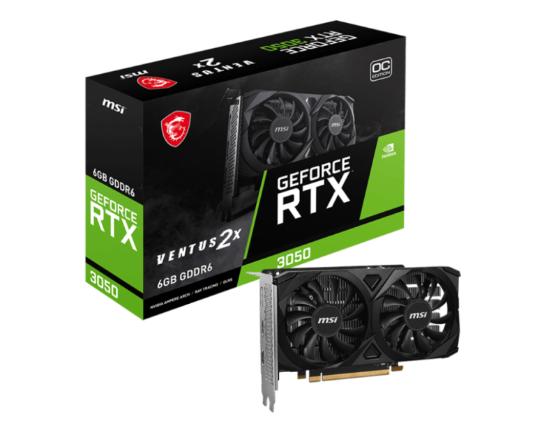 TARJETA GRAFICA MSI RTX 3050 VENTUS 2X E 6GB OC