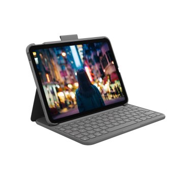 FUNDA IPAD CON TECLADO LOGITECH SLIM FOLIO PARA IPAD 10  GEN COLOR GRIS