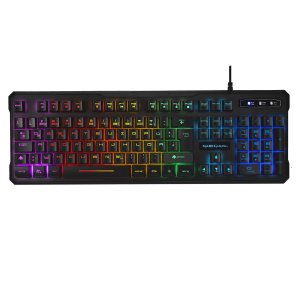 TECLADO EN ALEMAN HIBRIDO H-MECANICO RED MARS GAMING MK218 DE SWITCH H-MECHANICAL RED RETROILUMINADO