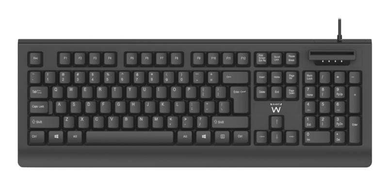 TECLADO EWENT CON LECTOR DNI QWERTY ES USB NEGRO