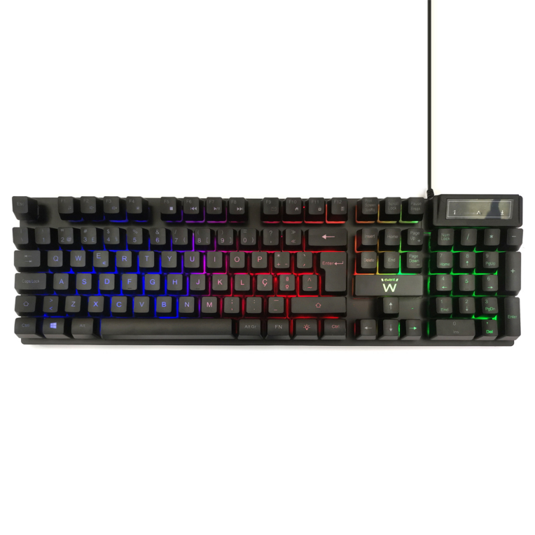 TECLADO GAMING EWENT PT USB RETROILUMINADO MEMBRANA NEGRO