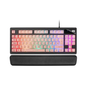 TECLADO H-MECANICO COMPACTO TKL MARS GAMING MKAXES BOTONES COLOR PINK ESTRUCTURA BLACK BOTON ROLLER