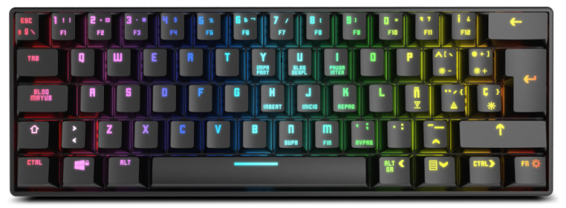 TECLADO MINI KROM GAMING KLUSTER BLUETOOTH RETROILUMINADO MECANICO NEGRO