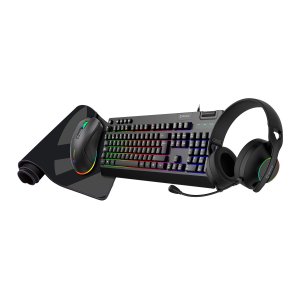 PACK GAMING TECLADO + MOUSE + HEADSET Y ALFOMBRILLA UNYKA NOVA 4in1 ES RGB MEMBRANA 7200 DPI NEGRO