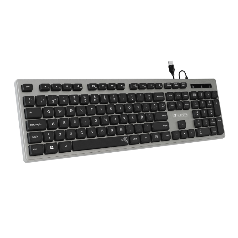 TECLADO SUBBLIM WIRED ERGO KEYS SILENT FLAT HQ USB GREY
