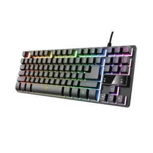 TECLADO TRUST GAMING GXT 833 THADO METALICO COMPACTO ILUMINACION LED MULTICOLOR ANTI-GHOSTING 12 TEC