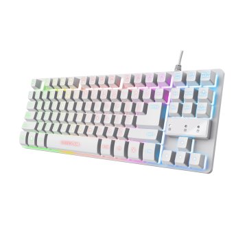 TECLADO TRUST GAMING GXT833W THADO METALICO COMPACTO BLANCO ILUMINACION LED MULTIMEDIA USB 24739*